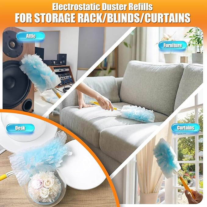 80 Count Duster Refills Compatible with Swiffer Duster 180° Disposable Multi-Surface Microfiber Cleaning Dusters Unscented
