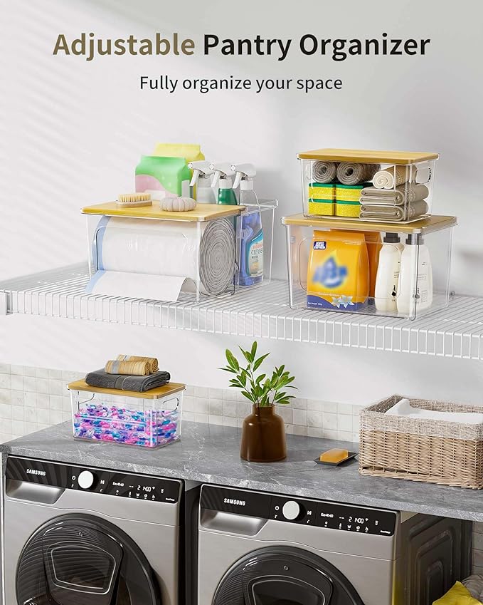 Trash Bag Dispenser Holder - 3 in 1 Acrylic Plastic Garbage Bag Pantry Organizer Clear Large Laundry Pods Container with Lid Stackable Under Sink Kitchen Laundry Room Organization and Storage