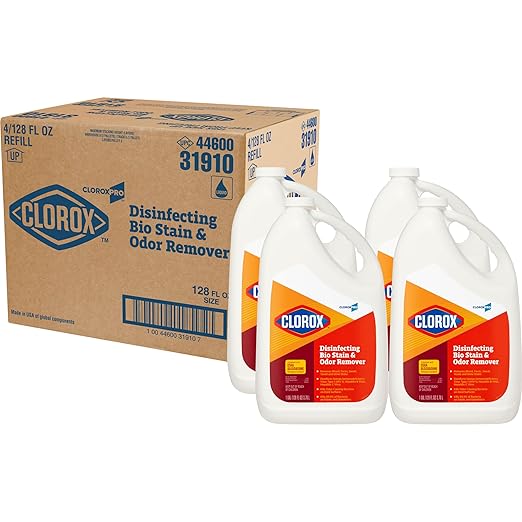 CloroxPro Clorox Disinfecting Bio Stain and Odor Remover Refill 128 Fluid Ounces Pack of 4 (Packaging May Vary)