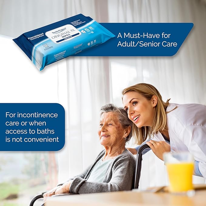 TenderProtect® Original XL Premium Adult Wipes (200 Ct) Extra-Large 9x12 Wet Wipes with Aloe Wash Cloths for Babies &amp Elderly Incontinence Hands &amp Body Cleaning
