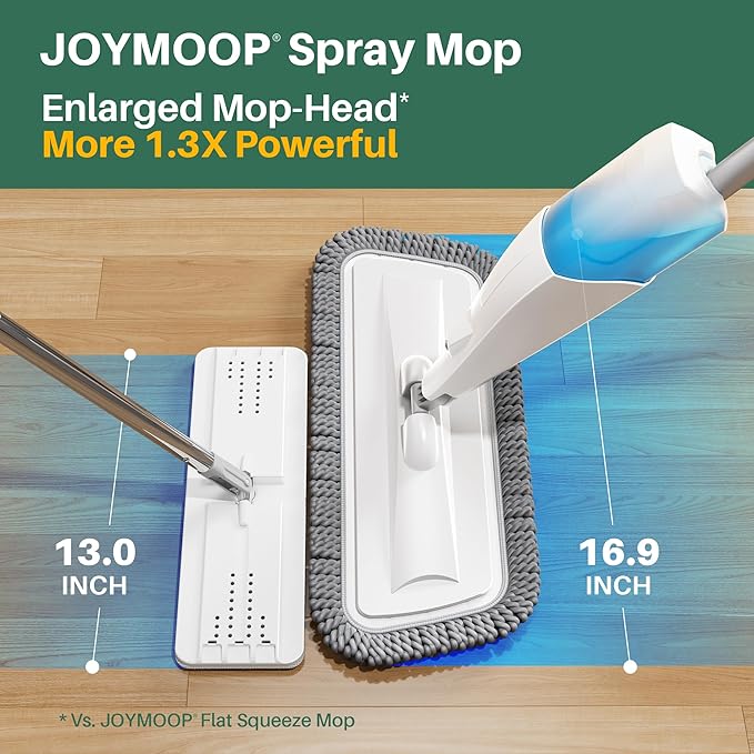 JOYMOOP Spray Mop for Floor Cleaning Dry &amp Wet Microfiber Cleaner with 18oz Refillable Bottle and 6 Replacement Pads for Home or Commercial Use