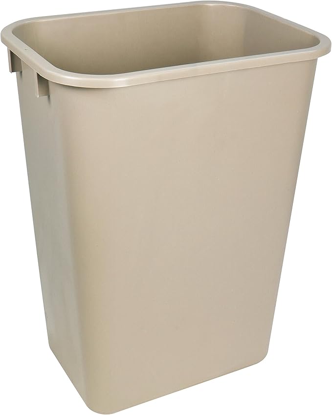 Storex Large Waste Basket 15.5 x 11 x 20.75 Inches Beige Case of 4 (STX00704U04C)