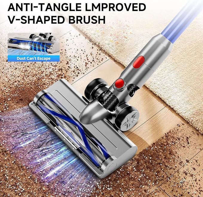 Cordless Vacuum Cleaner 8 in 1 Powerful Stick Vacuum with 50Mins Rechargeable Battery Vacuum Cleaners for Home Anti-Tangled Lightweight Handheld Vacuum for Hardwood Floor Carpets Pet Hair Blue