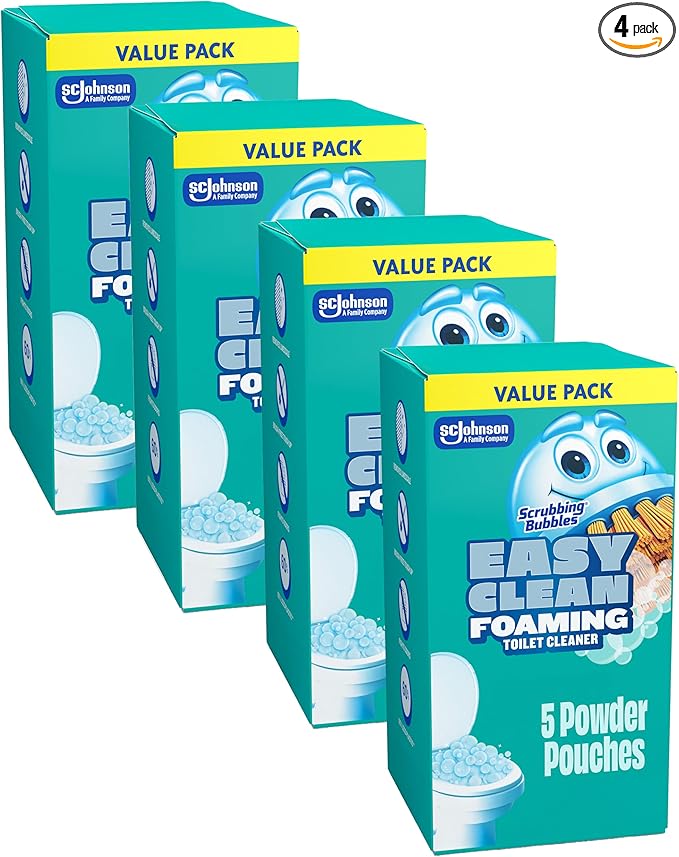 Scrubbing Bubbles Easy Clean Foaming Toilet Bowl Cleaner Bathroom Limescale Remover that Fights Odors Easy Drop-In Powder Pouches 100g (4 Count 20 Total Pouches)
