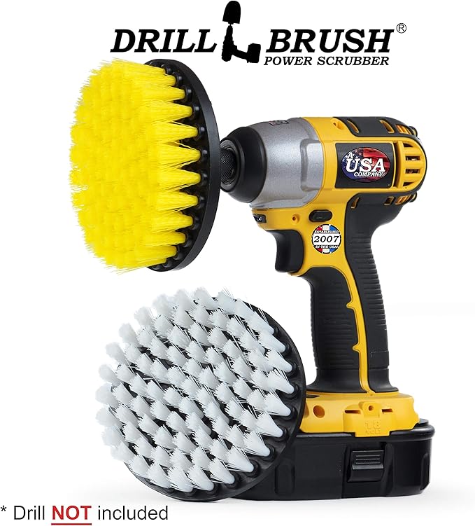 Hard Water Stain Remover - Grout Cleaner - Calcium Mineral Deposits Soap Scum Rust - Drill Brush - 5-inch Spin Brush - Bathroom Accessories - Scrub - Bath Mat - Shower Door - Glass Cleaner