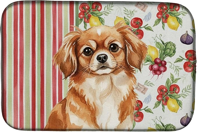 Caroline's Treasures Red Tibetan Spaniel Vegetables Dish Drying Mat Absorbent Dish Drying Mat Pad for Kitchen Counter Dish Drainer Mat for Countertop 14 x 21 Multicolor