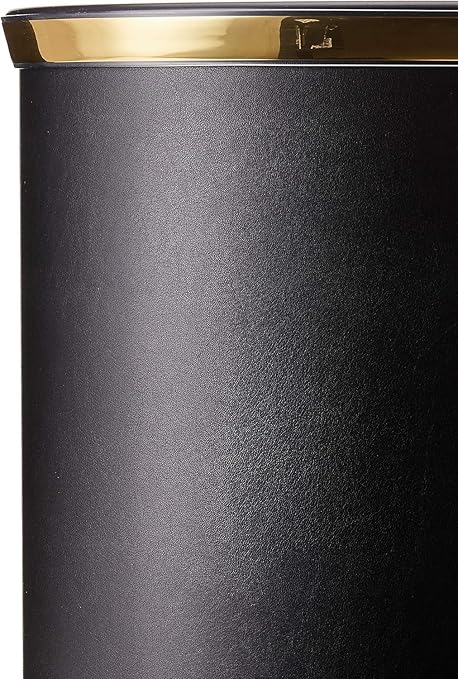 Kraftware Sophisticates Oval Wastebasket with Plastic Liner Adding Classic Style to The Bathroom and All Other Rooms in The Home or Office 13 Quart Capacity Black with Gold Trim