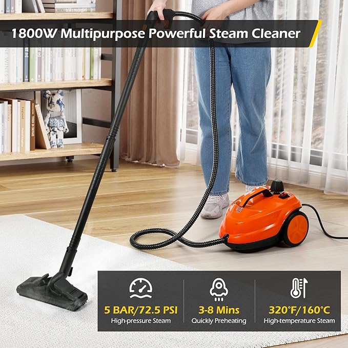 Dyna-Living 1800W Portable Steam Cleaner with 2.1L Water Tank &amp 2500W Steam Cleaner with 1L Large-capacity Tank