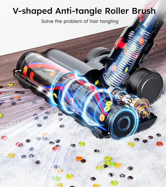Cordless Vacuum CleanerUpgraded 50KPA 600W 70 Mins Stick Vacuum with Self-StandingTouch Screen Rechargeable LightweightAnti-tangle Wireless VacummVacuum Cleaners for Home/Pet Hair/Carpets/Floors