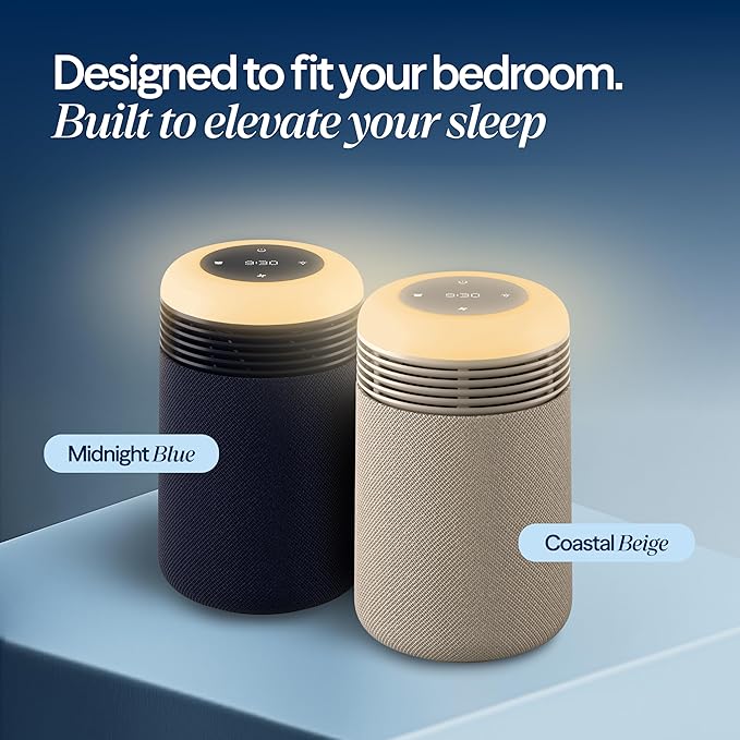BLUEAIR Purifier for Bedroom - Mini Restful - Sunrise Clock with HEPASilent Filtration and Wake Up Light - Cleans Air and Supports Circadian Rhythm - USB-C and App Connectivity Beige