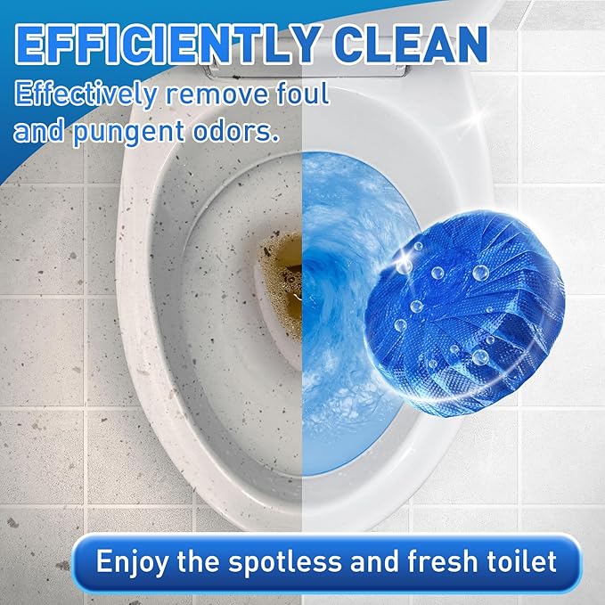 Qualirey 60 Pack Automatic Toilet Cleaner Tablets Toilet Bowl Long Lasting Bathroom Tank Tablets (Blue)