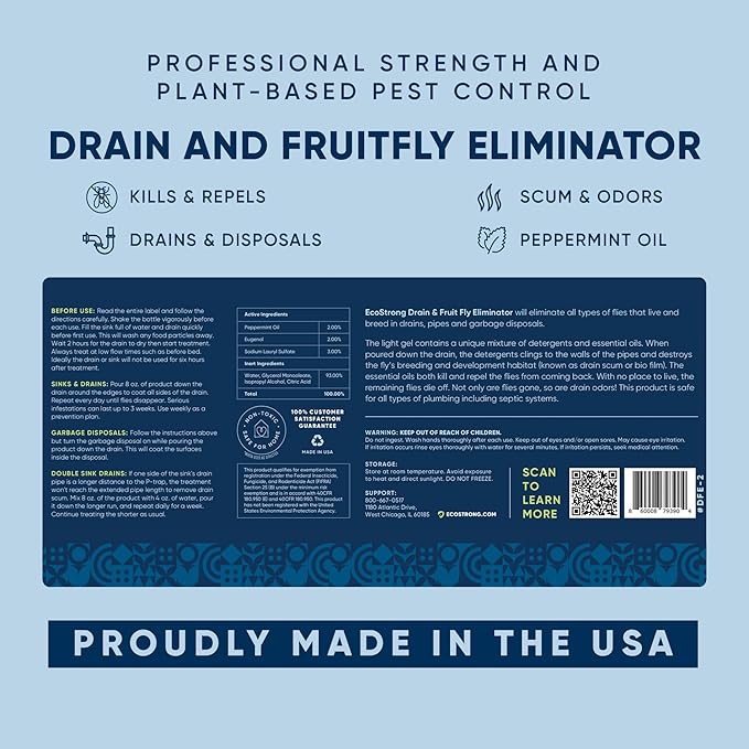 Fruit Fly Drain Treatment | Drain Fly Eliminator | Eliminates Gnats Sewer Flies and More - Works in All Drains - 256 Fl Oz