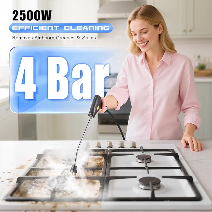 ALILYY Handheld Steam Cleaner for HomeSteamer for Cleaning40oz Water TankPortable Steam Cleaner with 13 Accessories for Home CleaningGreaseFloorCouchWindowCar SeatTileGroutBlack