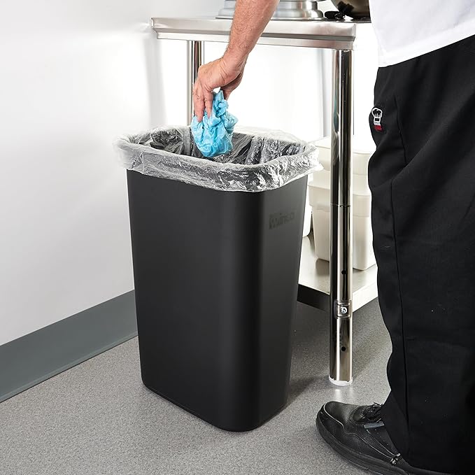 Winco Waste Basket for Home and Office 10 Gallon Black