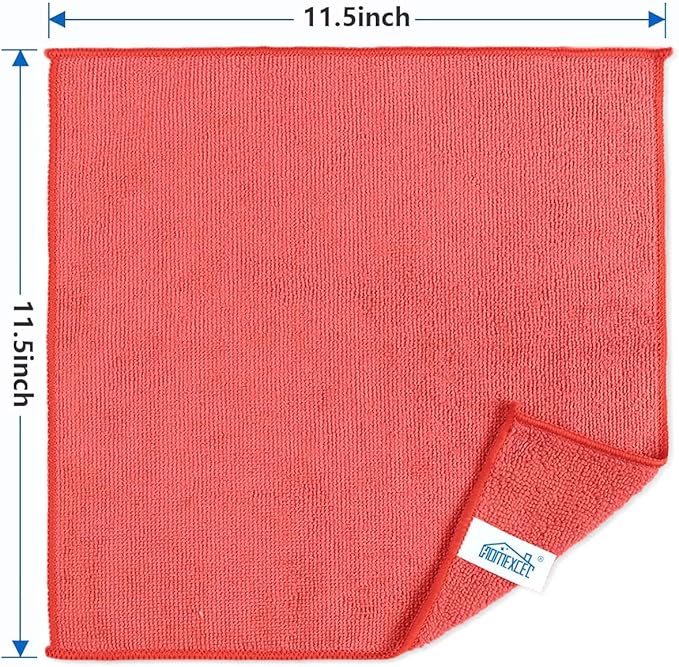 HOMEXCEL Red Microfiber Cleaning Cloth 100 Pack Microfiber Towel for Cars Lint Free Scratch-Free Highly Absorbent and Cleaning Rags for House Window and Glass Cars TV Screen 11.5 X11.5 inch