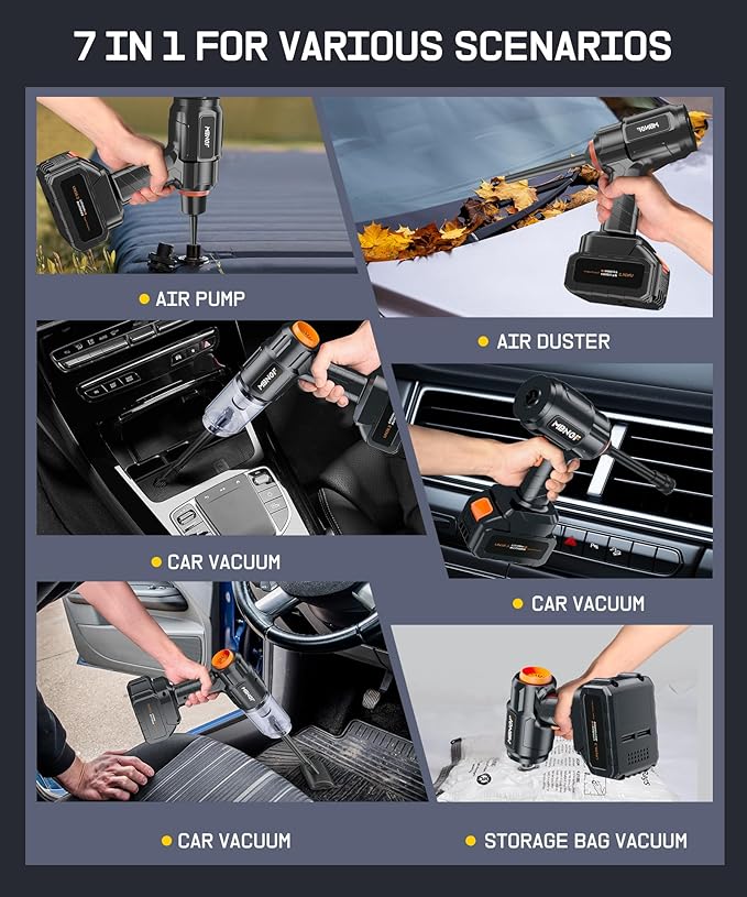 Car Vacuum Portable Cordless35000PA High Power Suction &amp Blower Handheld Vacuum Cleaner for Car Home Desktop KeyboardBirthday Gifts for Men Dad Husband(Tungsten Black)