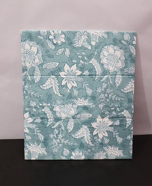 Generic Floral Hand Block Print Paper Dustbin Cotton Printed Wastebasket Indian Vintage Home Decor Hotel Room Decor (1 Sky Blue)