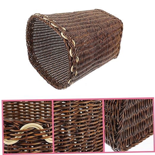 TOYANDONA Woven Waste Basket Rustic Style Desktop Trash Can for Office Bathroom Compact Natural Storage Bin for Recycling and Waste Disposal