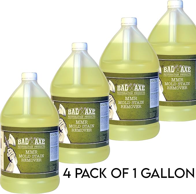 Bad Axe MMR Instant Mold Stain and Mildew Stain Remover - Professional Strength Contractor Grade Cleaning Solution Professional Quality Formula Odor Removal 1 Gallon (4)