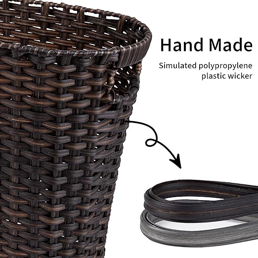 GRANNY SAYS Wicker Trash Can Bathroom Trash Can with Handles Wicker Waste Basket for Bathroom Waste Basket for Bedroom Decorative Wicker Wastebasket 19 Liters/5 Gallons 1-Pack Dark Brown