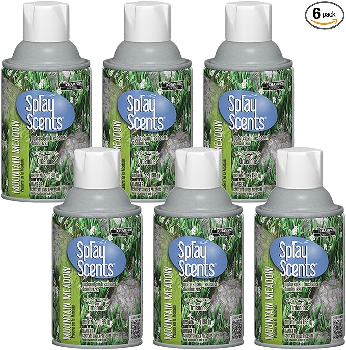 Champion Sprayon SprayScents Metered Air Freshener Refill 7 oz Odor Control Fragrance Mountain Meadow (6 Pack)