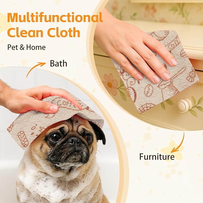 Microfiber Cleaning Cloth Roll 50-Count Reusable Durable Absorbent Lint-Free Non-Scratch Towels Dish Rags for Kitchen &amp Home Studio Multi-Purpose Food Pattern 12x12 in
