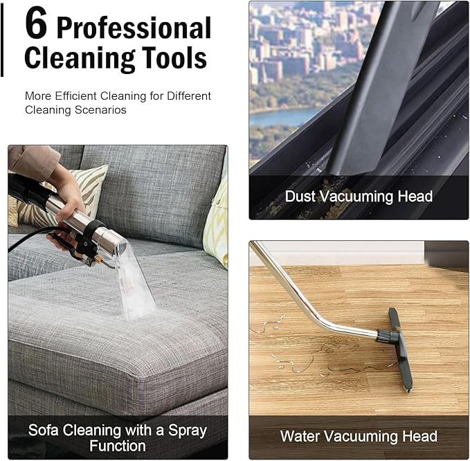 Commercial Carpet Cleaning Machine 1000W 110V 40L/11Gal Professional Commercial 3 in 1 Carpet Spraying Floor Brush Cleaner Extractor Vacuum Washing Machine Portable Carpet Cleaner（Sent in 2 packages）