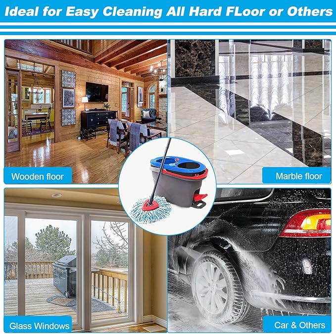 14 Pack Spin Mop Replacement Heads Only Fit for RinseClean 2-Tank System 100% Microfiber Spin Mop Refill HeadSpinning Mop Head Replacement for Floor Cleaning