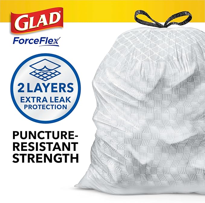 Glad ForceFlex Tall Kitchen Drawstring Trash Bags13 GalFragrance Free110 Ct (Package May Vary)(Pack of 3)