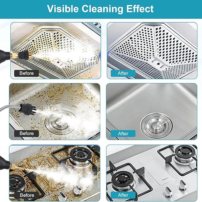 Steam Cleaner 2500W High Pressure Steam Cleaner Handheld High Temperature Cleaning Machine for Kitchen Home Car Steam CleaningYellow