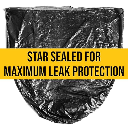 Aluf Plastics 55-60 Gallon 1.5 MIL (eq) Black Heavy Duty Trash Bags - 38 x 58 - Pack of 100 - For Construction Industrial Outdoor &amp Commercial
