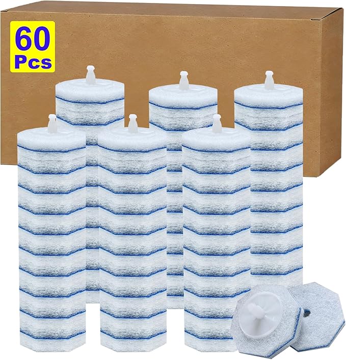 60pcs Disposable Toilet Wand RefillsCompatible with Most Toilet Brushes5X Cleaning Power Toilet Bowl CleanersNo Falling ApartUpgrade Fiber Cleaner Headsfor Closestool Bathroom Cleaning