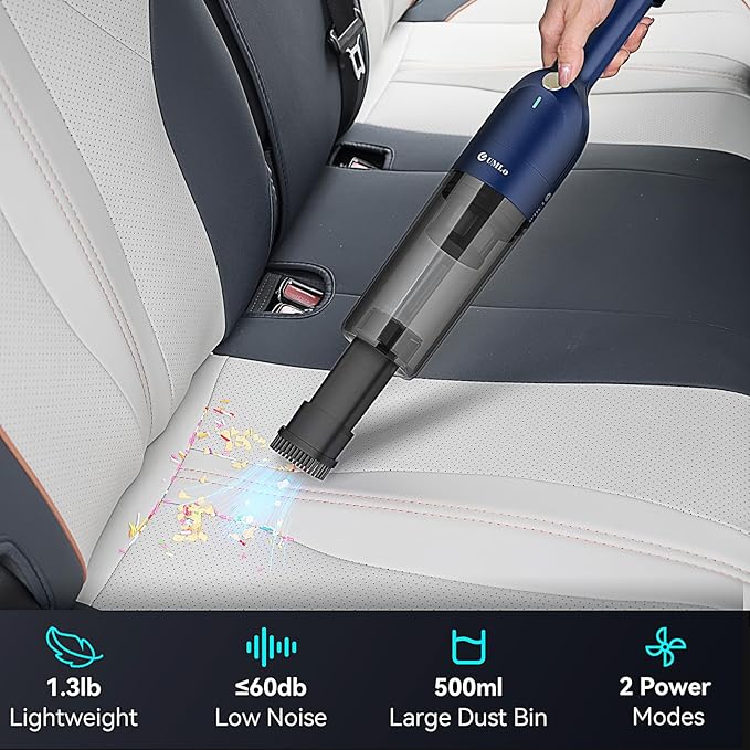 IKERY Blue Cordless Handheld Vacuum – 2.86lb Lightweight Design 10000Pa Max Suction 30min Runtime
