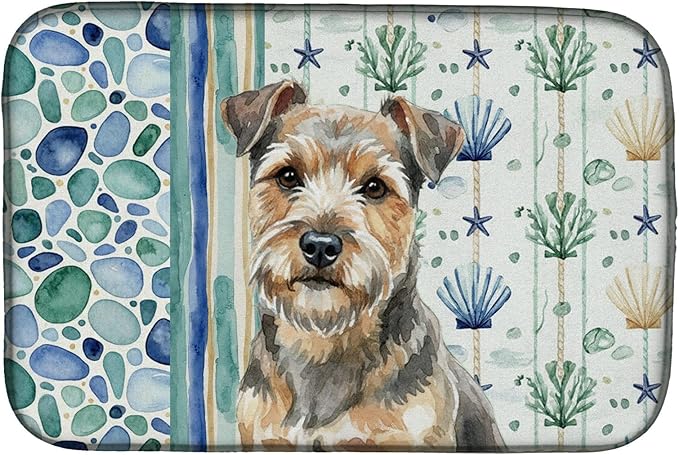 Caroline's Treasures Grizzle and Tan Norfolk Terrier Coastal Sea Glass Dish Drying Mat Absorbent Dish Drying Mat Pad for Kitchen Counter Dish Drainer Mat for Countertop 14 x 21 Multicolor