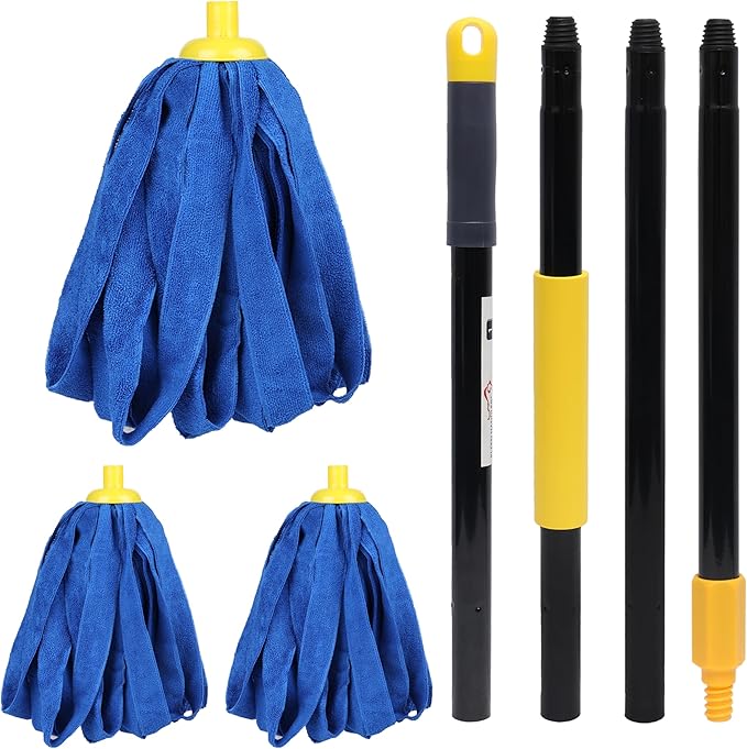 Kleen Handler Microfiber Mop Cloth Heads Replacements with 61 Extendable Handle 3 Pc Screw On Mop Refill for Commercial &amp Household Cleaning Compatible with All Standard US Threading Pole Handl