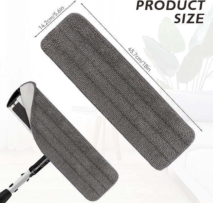 Replacement Mop Pads Fit for Rubbermaid Commercial 18 and 17 Mops - 10 Pack Wet &amp Dry Commercial Cleaning Reusable Refills Fit for Any Microfiber Flat Mop System 18 and 17 - Gray