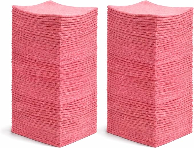 Angel-in-Armor Red Shop Towels (14”x14”) – 500 Unit Box of Lint-Free Cotton Shop Towel Cleaning Rags – Durable Shop Rags for Auto Garage Industrial and Commercial Use
