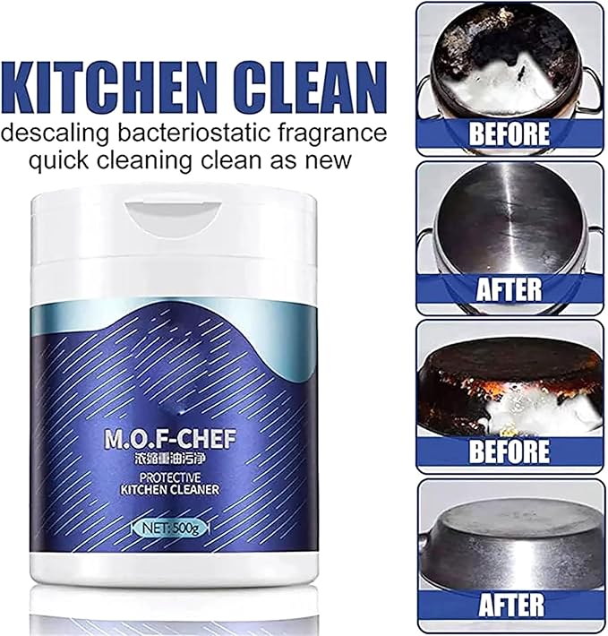 All Purpose Kitchen Cleaning Powder M.O.F-Chef Kitchen Protective Cleaner Heavy Duty Degreasing Bubble Powder Foam Cleaner Rust Remover(1PCS)