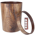 BESPORTBLE Vintage Wood Grain Trash Can Wastebasket 10L Plastic Garbage Can Container with 1 Roll Trash Bags for Bedroom Kitchen Living Room Home Use