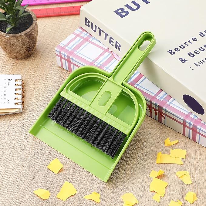Healifty 18 Pack Mini Dust Pan and Brush Set Small Broom and Dustpan with Handle for Pets Kids Desk Home Camping Hand Cleaning Supplies