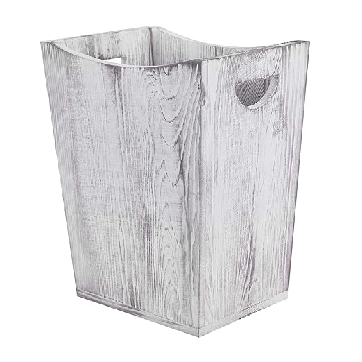 LIANTRAL Wood Trash Can Bathroom Trash Can Rustic Farmhouse Style Wastebasket Bin for Bedroom Office Living Room Bathroom Garbage Can Rustic Gray