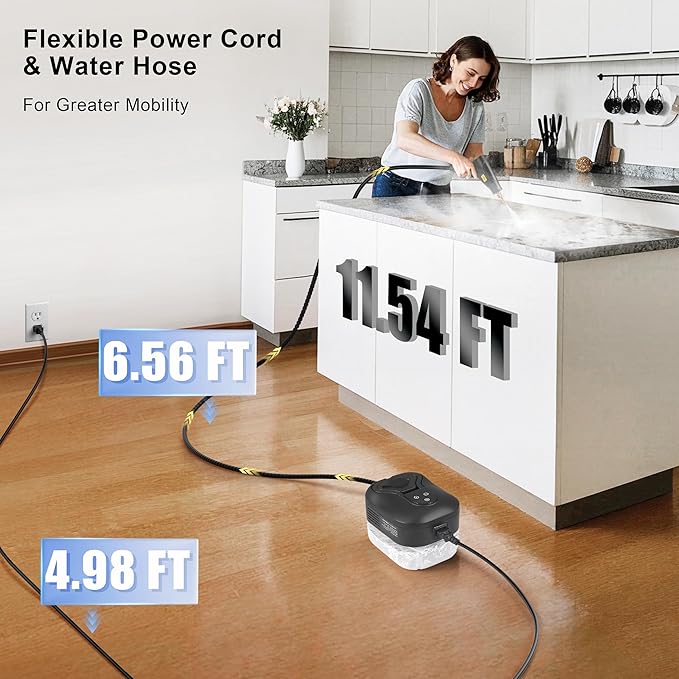 ALILYY Handheld Steam Cleaner for HomeSteamer for Cleaning40oz Water TankPortable Steam Cleaner with 13 Accessories for Home CleaningGreaseFloorCouchWindowCar SeatTileGroutBlack