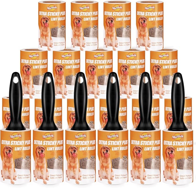 Extra Sticky Lint Roller Mega Value Set 21 Pack for Pet Hair Removal Lint Rollers for Pet Hair Extra Sticky Dog &amp Cat Lint Remover for Clothes Furniture Carpet