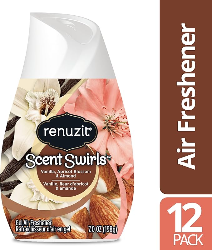 Renuzit Scent Swirls Air Freshener Gel Vanilla Apricot Blossom &amp Almond 7 Ounces (12 Count)