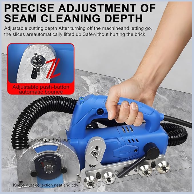 Electric Grout Cleaner 1200W High-Power Grout Cleaning Machine with Dust Bag and Adjustable Saw Blade for DIY Projects