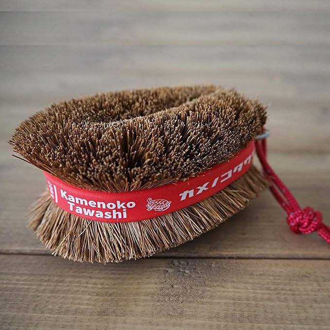 Natural Palm Tawashi OBI - Set of 2 - Red - Premium Coconut Fiber - Scrubber for Cleaning Kitchen Bath and Shoes - Made in Japan