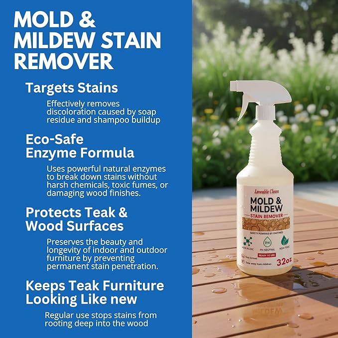 EcoDecors Loveable Stain Remover For Teak and Hardwoods 32oz Spray Bottle