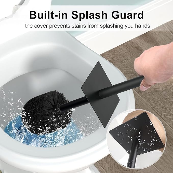 Black Line Design Resin Toilet Bowl Holder and Brush Set Stylish Bathroom Cleaning Tool with Durable Bristles Compact and Functional