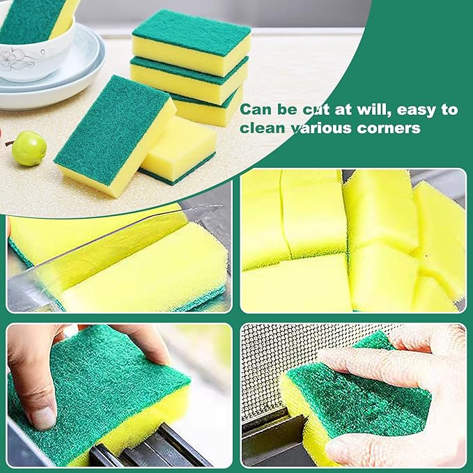 Individually Wrapped Sponges Kitchen Dishwashing Sponge Bulk Non Scratch Dishes Scouring Pad Dishcloth Odor-Free Sponge Wipes for Household Cleaning Dishes Travel Apartments (50 Pack)