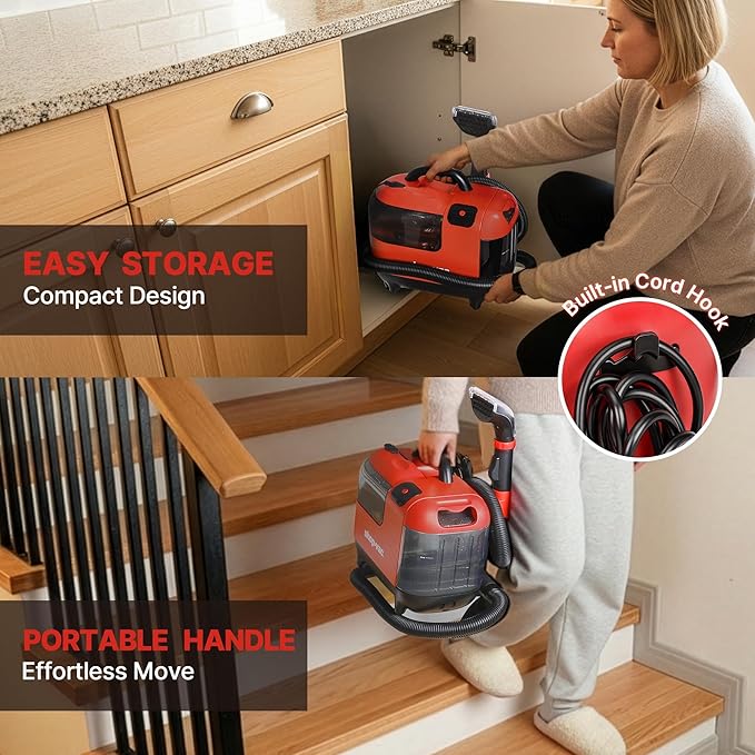Shop-Vac Portable Carpet Cleaner Machine Upholstery Cleaner with Steam &amp Heating System 3 Modes Deep Stain Removal with Self-Cleaning Tool for Car Furniture Stairs and Fabric Cleaning 543022